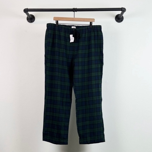NWT J. Crew Factory Yarn Dyed Flannel Pajama in Green Blue Plaid - Picture 5 of 8